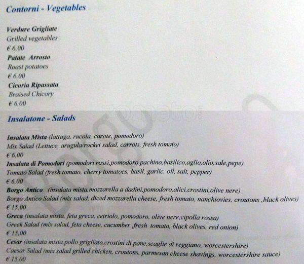 Menu di Borgo Antico 