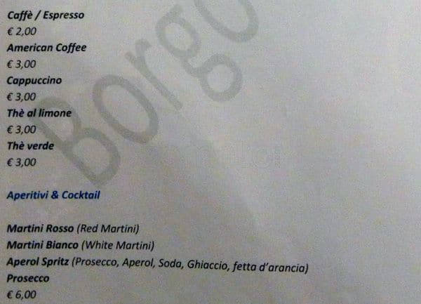 Menu di Borgo Antico 