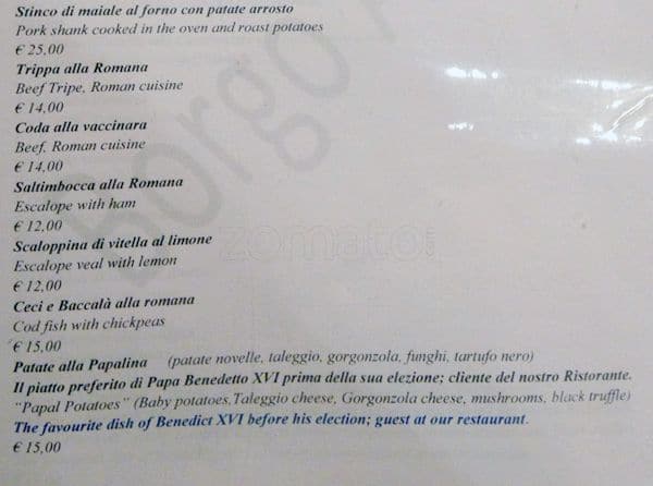 Menu di Borgo Antico 