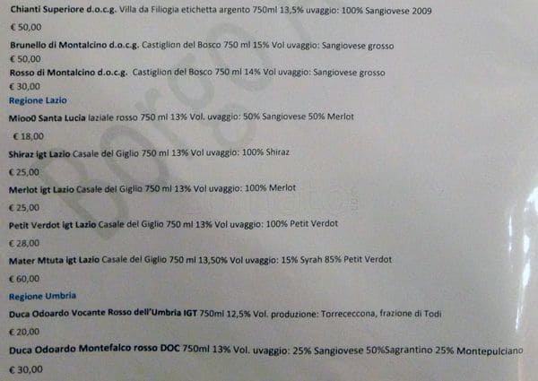 Menu di Borgo Antico 