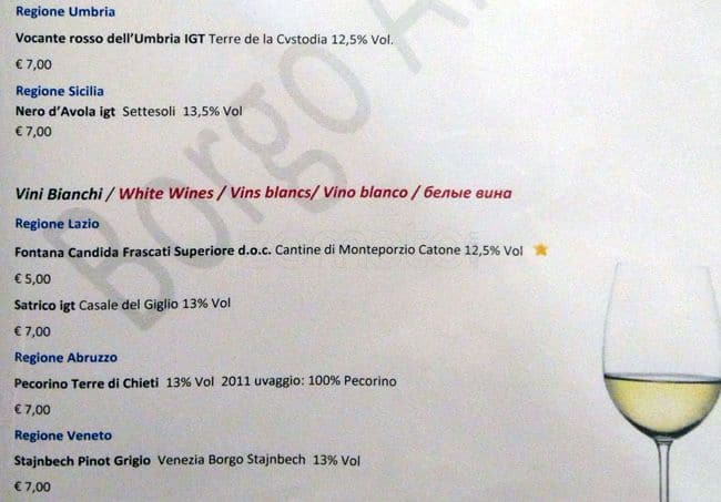 Menu di Borgo Antico 