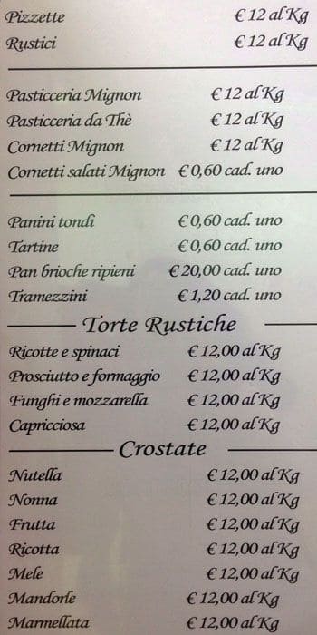 Menu di Fratelli Banger Dolci 