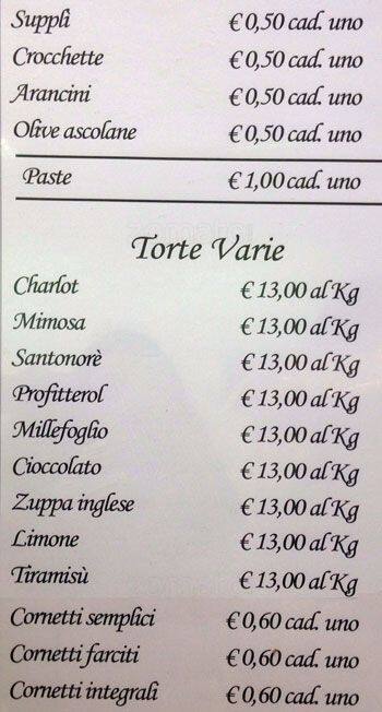 Menu di Fratelli Banger Dolci 