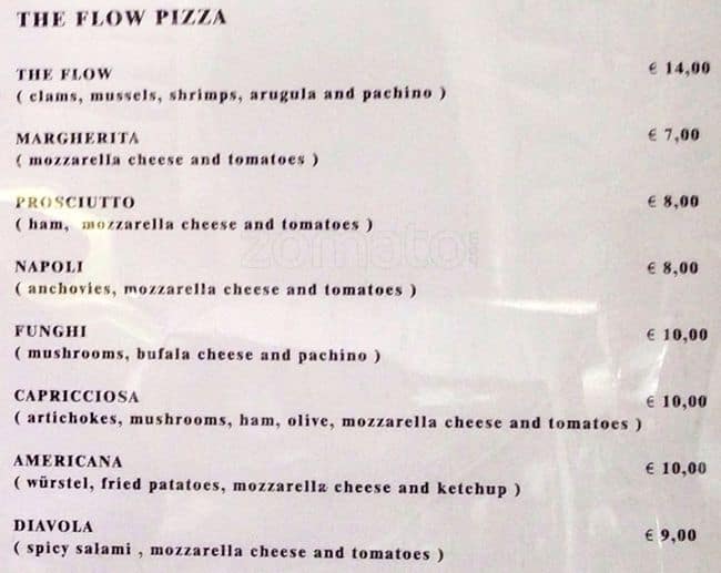 Menu di The Flow 