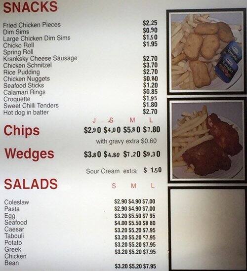 Pier Street Charcoal Chickens a Melbourne Foto del Menu con Prezzi