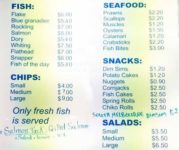 Williamstown Fresh Fish Supply Menu Urbanspoon/Zomato