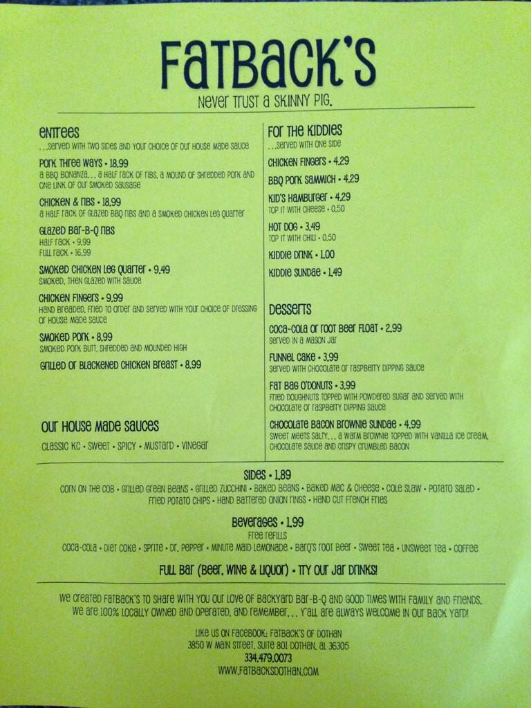 Menu At Fatback s Restaurant Dothan Menu At Fatback s Restaurant Dothan