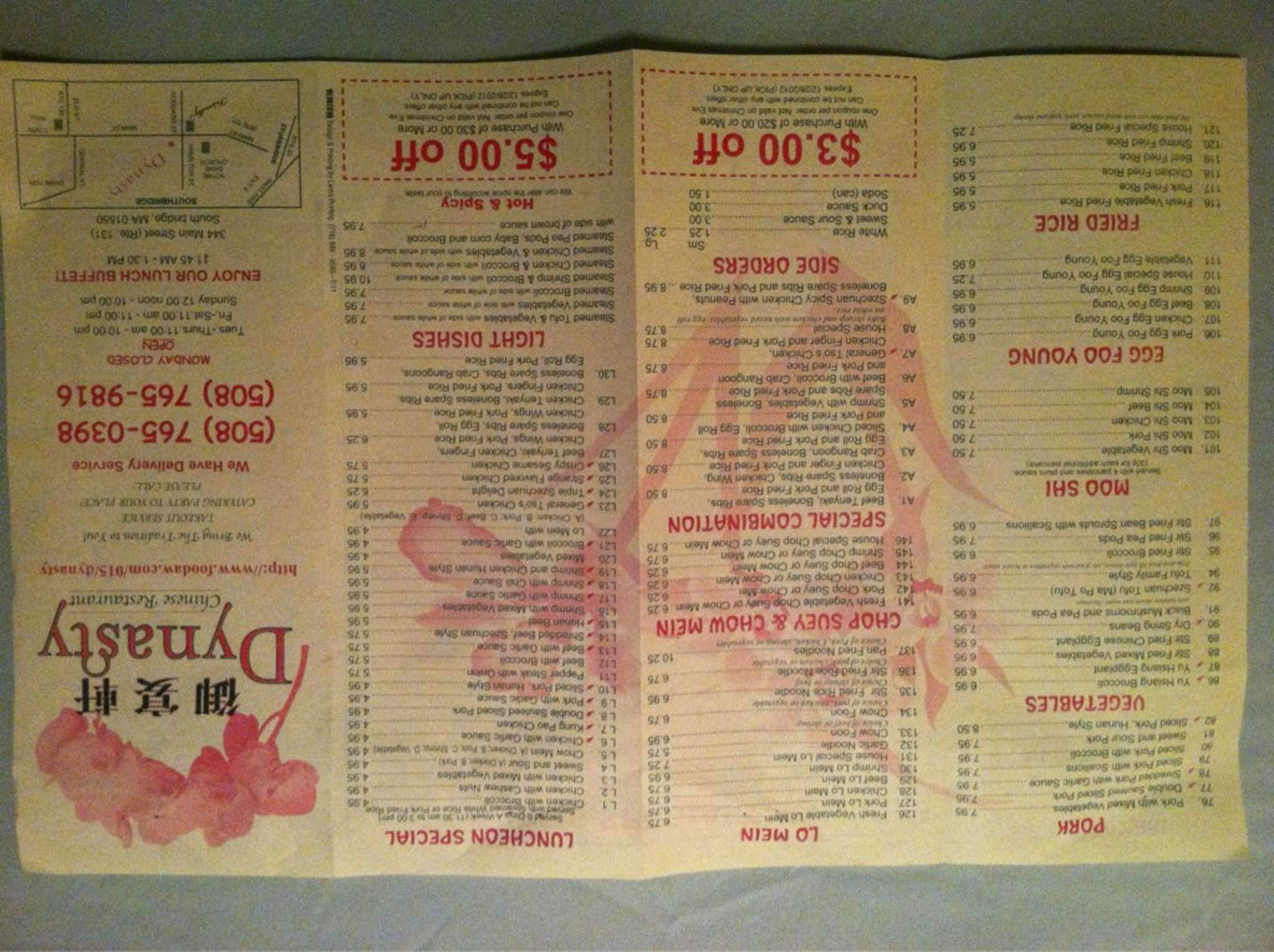 Dynasty Chinese Restaurant Menu Urbanspoon Zomato Dynasty Chinese Restaurant Sturbridge Menu