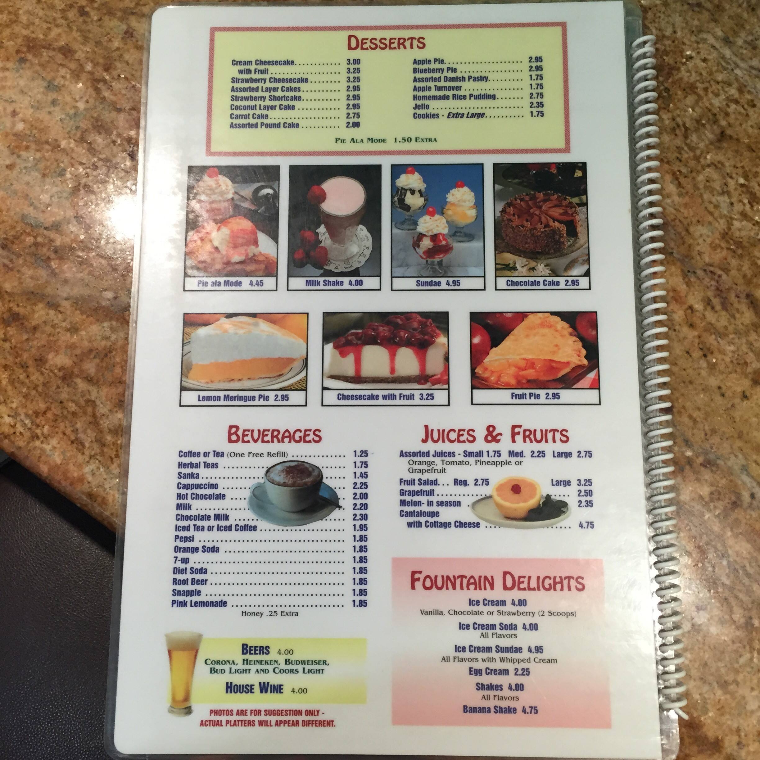Menu at Columbus Diner restaurant, Mount Vernon