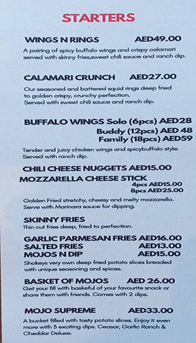 Menu At Shakey S Pizza Parlor Restaurant Dubai