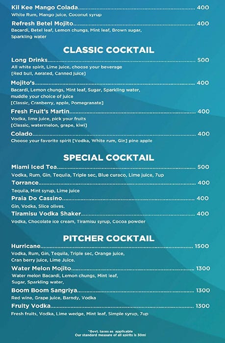 Symphony - Ramada menu
