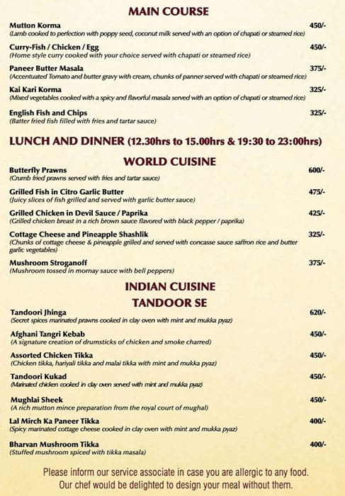 Symphony - Ramada menu