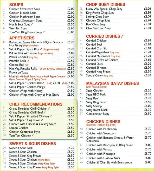 Lucky Way Menu,Menú para Lucky Way, Baillieston, Glasgow - Zomato UK