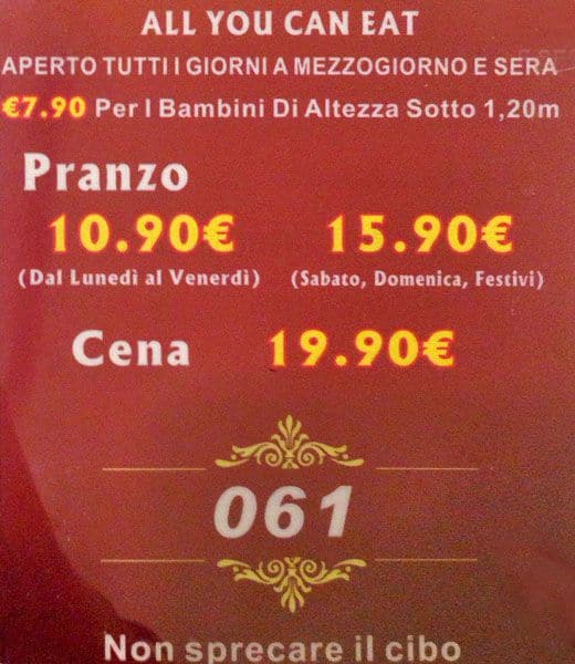 Menu di Ristorante 688 