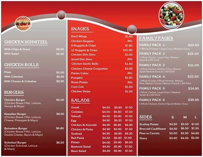 Belvedere Charcoal Chicken Menu Urbanspoon/Zomato