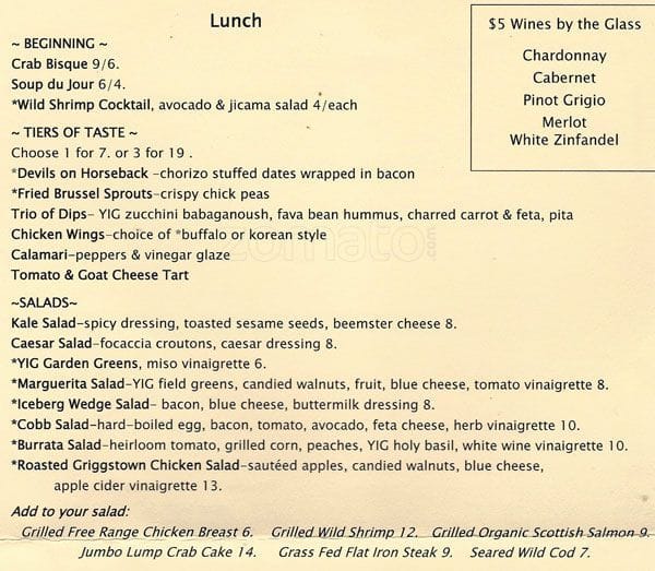 Yardley Inn Restaurant and Bar Menu Urbanspoon/Zomato