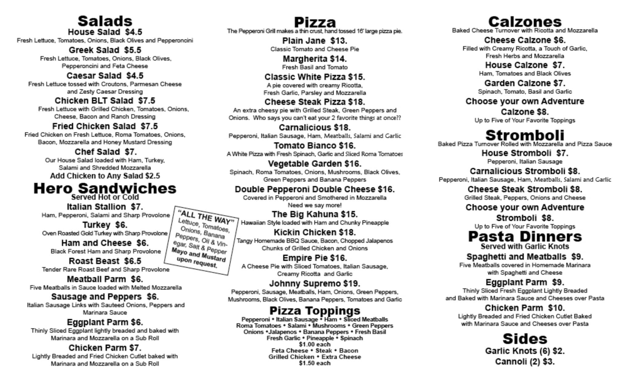 Pepperoni Grill Menu, Menu for Pepperoni Grill, Boiling Spring Lakes, Wilmington Urbanspoon/Zomato