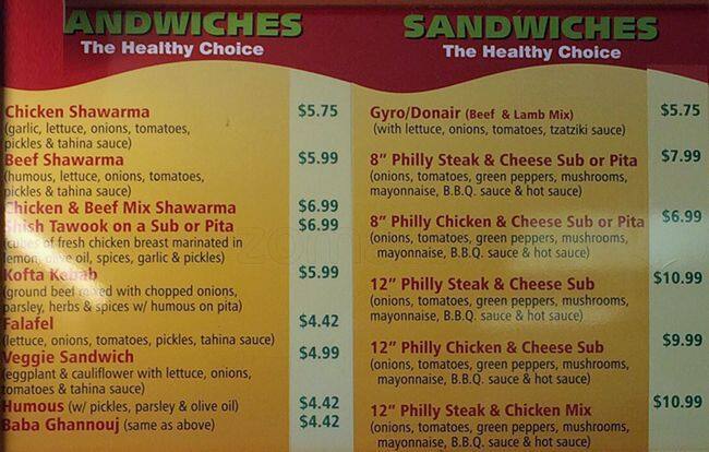 Baba Geddo menu