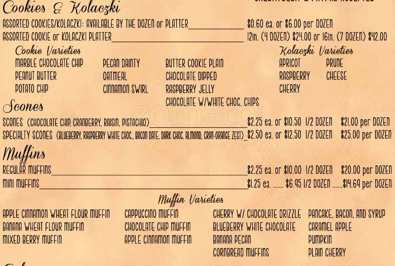 Carta de Fannie's Cafe
