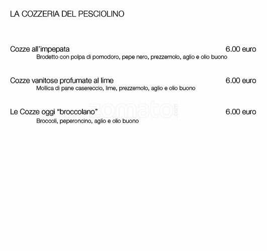 Menu di Pesciolino mio 