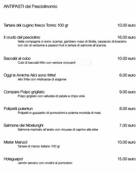 Menu di Pesciolino mio 