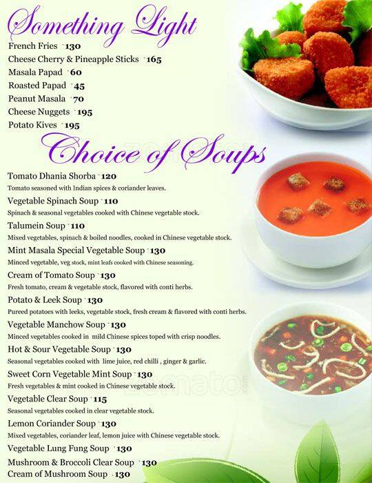 Mint Masala Menu, Menu for Mint Masala, Infantry Road, Bangalore Zomato