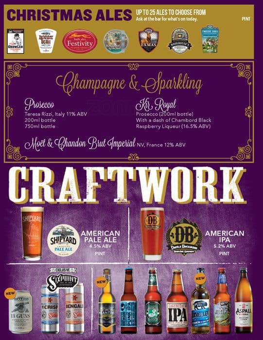 Menu at The Gate Clock pub & bar, London, 210 Creek Road