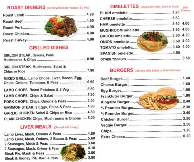 Menu at Rose Cafe, London, 73 Southwark Park Rd