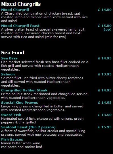 Turquoise menu