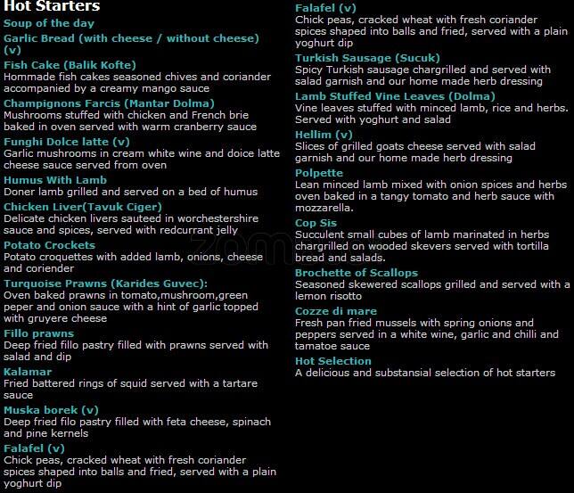 Turquoise menu