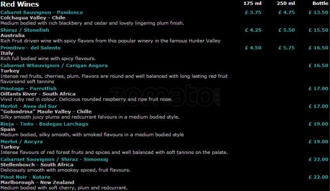 Turquoise menu