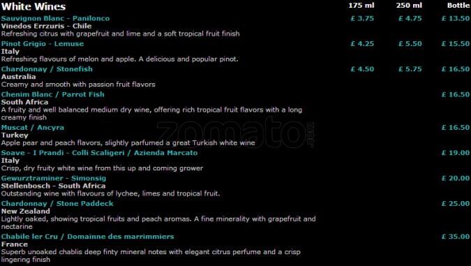 Turquoise menu