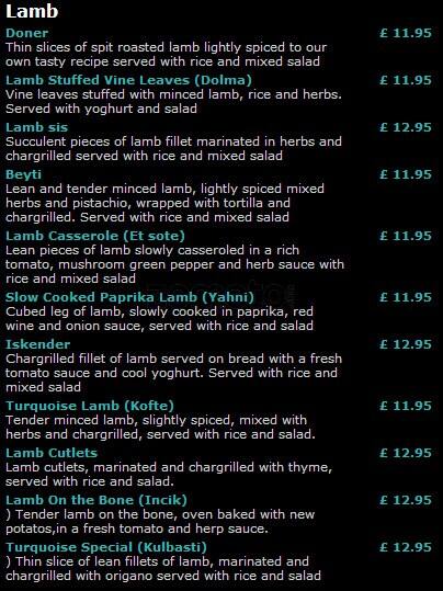Turquoise menu