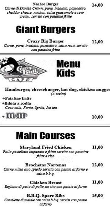 Menu di Crazy Bull Cafe 
