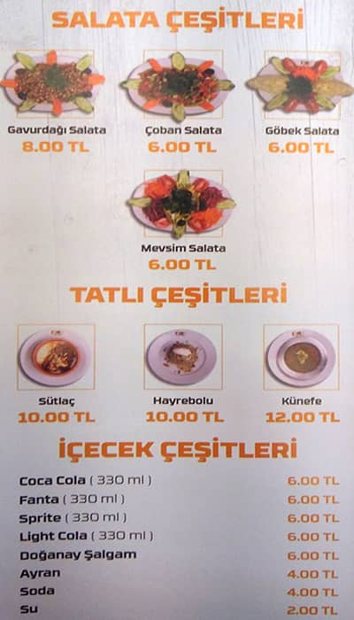 Menu At Sohret Sac Tava Silivri