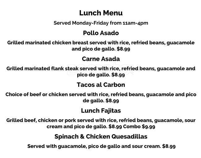 Menu at Salsa TexMex Frisco restaurant, Frisco