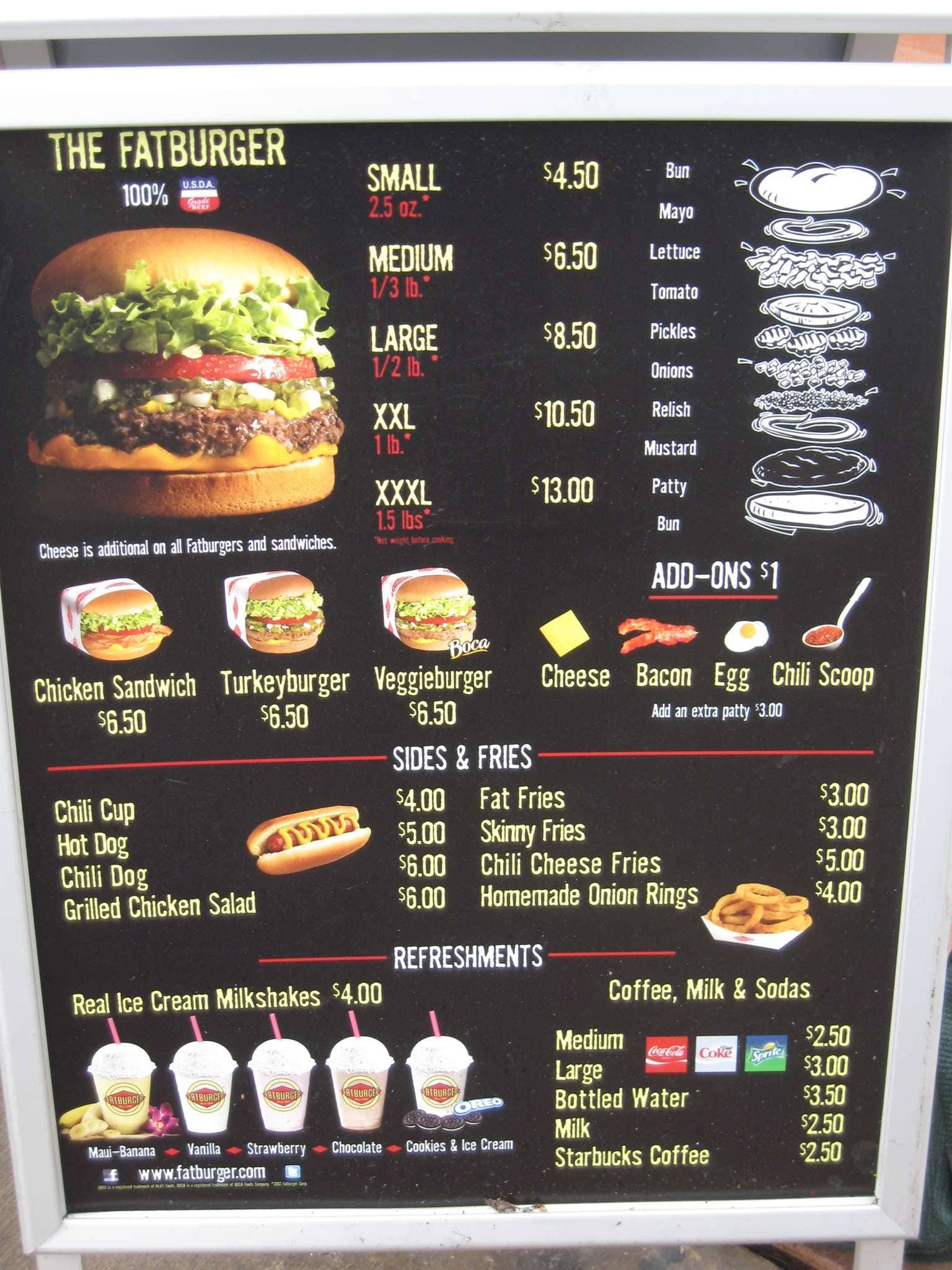 Fatburger Menu, Menu for Fatburger, The Strip, Las Vegas - Urbanspoon/Zomato