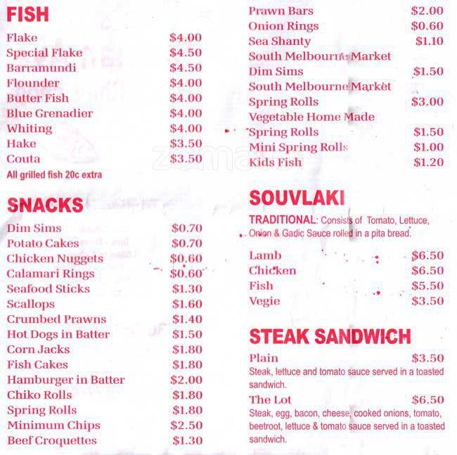 Batman Ave Fish And Chips Menu Urbanspoon/Zomato