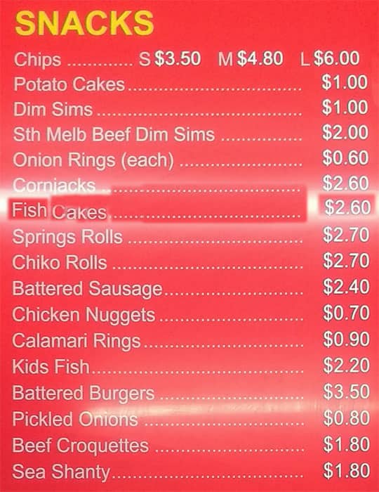 Menu at Batman Ave Fish Shop fast food, Sunbury