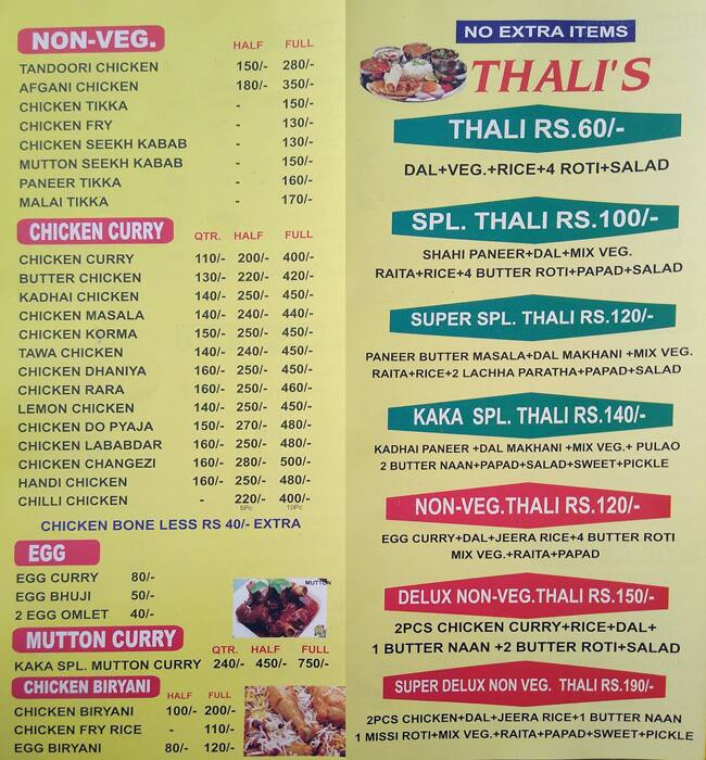 Menu at Kaka Food Point, Noida