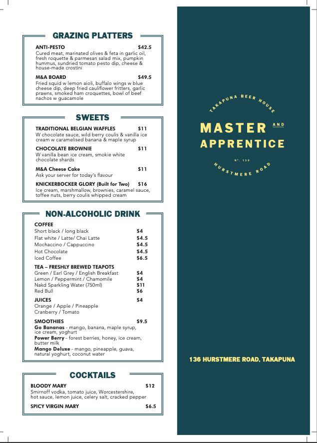 Master & Apprentice menu