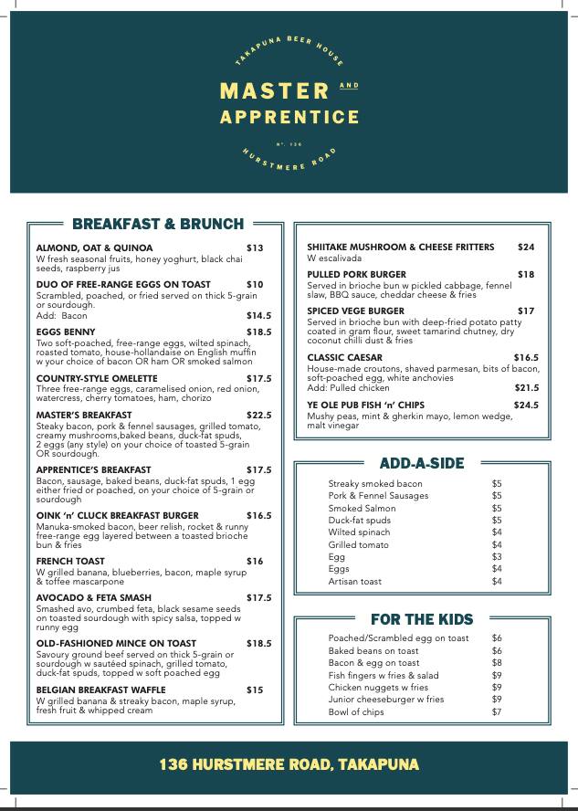 Master & Apprentice menu