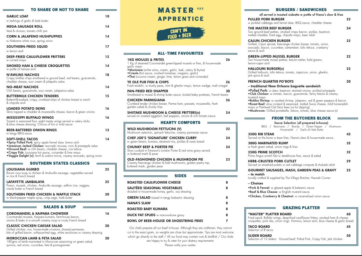 Master & Apprentice menu