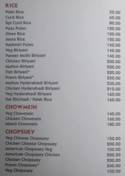 The Roost - Non vegetarian Family Restaurant menu