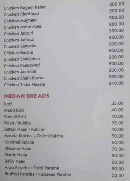 The Roost - Non vegetarian Family Restaurant menu