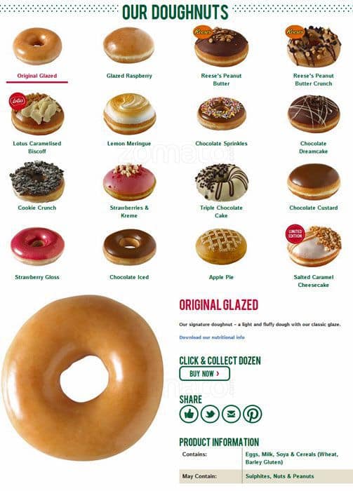 Krispy Kreme Menu / Krispy Kreme Donuts Delivery Menu
