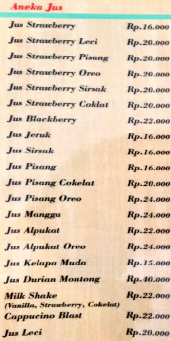 Menu at Sam's Strawberry Corner cafe, Tangerang, Ruko Piazza del Espana