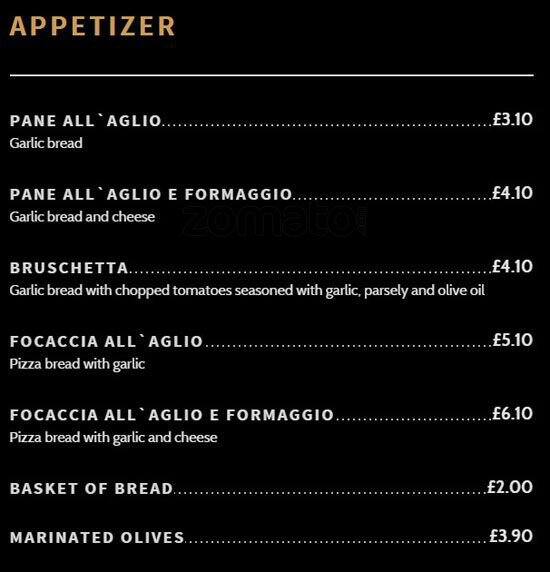 Rigatoni's menu, Menu restauracji Rigatoni's, Newington, Edinburgh
