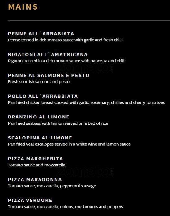 Rigatoni's menu