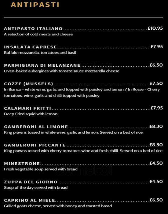 Rigatoni's menu